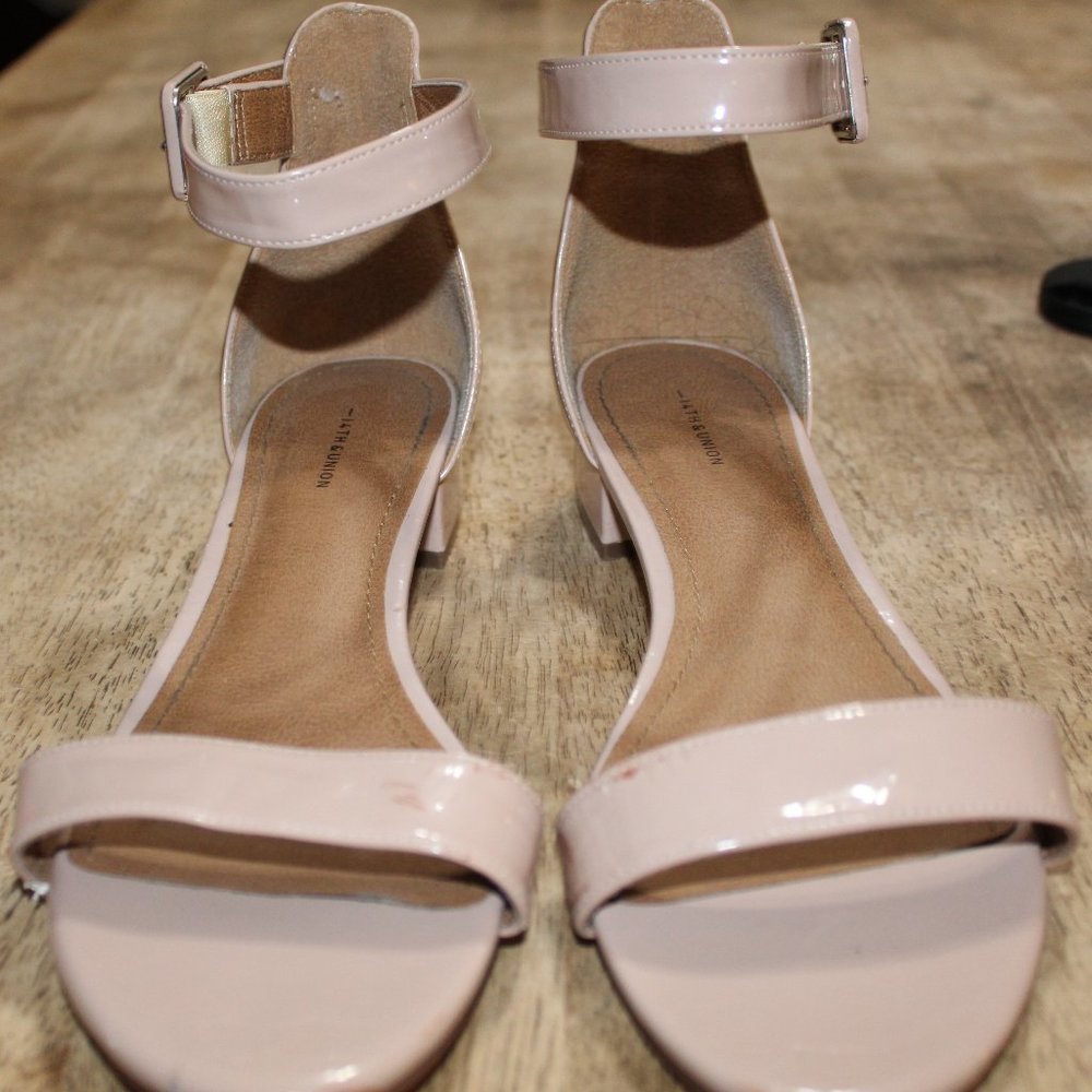 Blush Glossy Lower Heeled Sandals